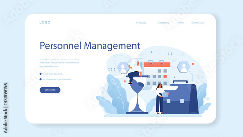 Personnel management web banner or landing page. Business recruitment