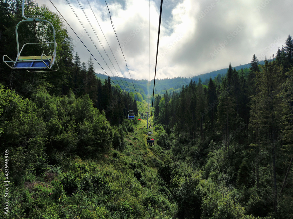 cable car on mountain