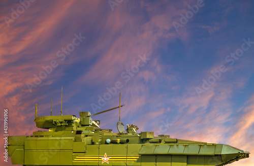 Russian modern weapons at night against the sky, Russia photo