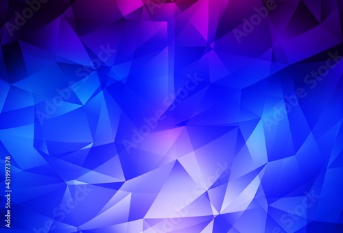 Dark Pink, Blue vector polygon abstract backdrop.