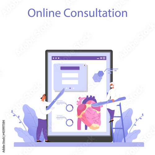 Surgeon online service or platform. Doctor performing medical operations