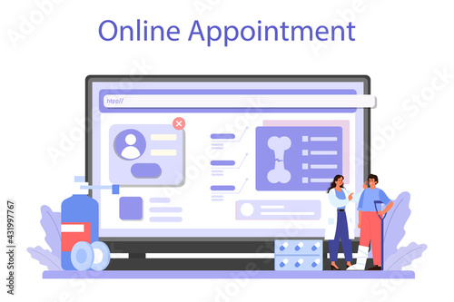 Traumatologist online service or platform. Injured limb, broken bone