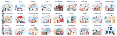 Canvas Print Financial or business profession set