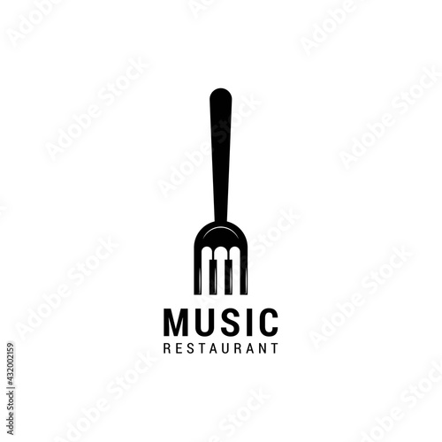 Piano fork music logo design