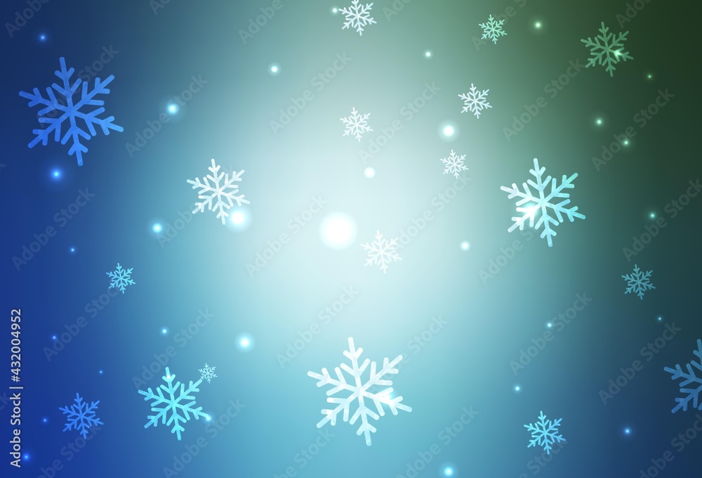 Light Blue, Green vector pattern in Christmas style.