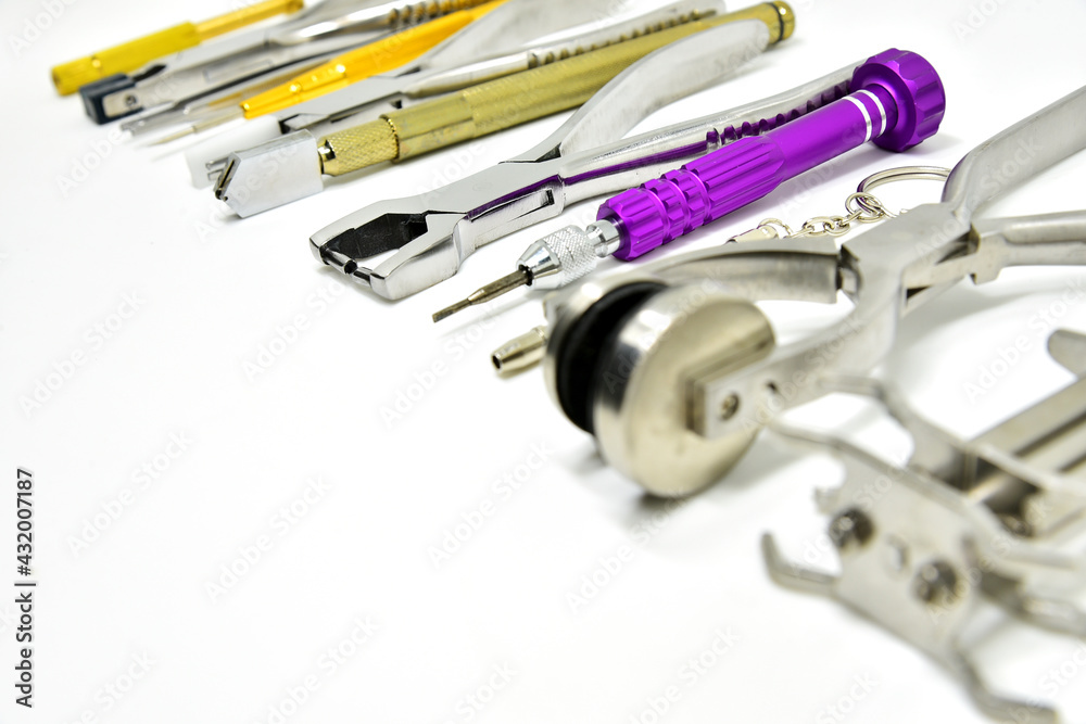 Master optician hand tools and instrument variation set equipment Master optician hand tools and instrument variation set equipment