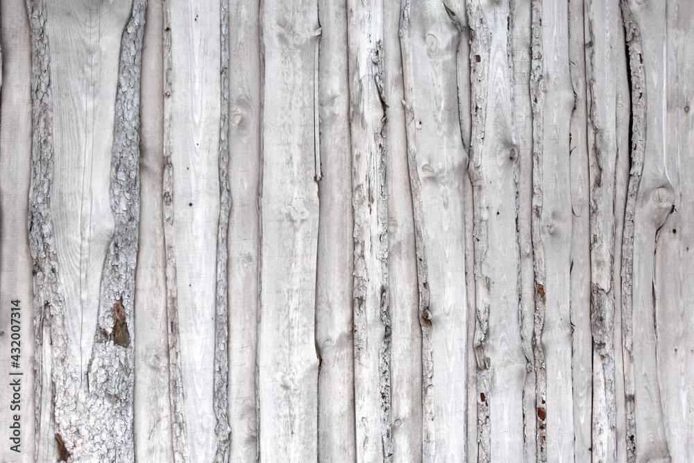 Obraz premium Wall texture of rough wooden planks painted with white paint