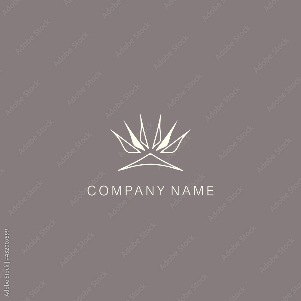 Obraz premium Simple, minimalistic, stylized lotus flower symbol or logo, composed of several elements. Made with a curved contour line and spot.