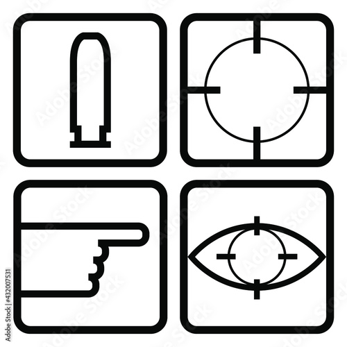 4 rules of gun safety in pictograms. vector infographics. can be used for posters in shooting ranges, training courses on handling weapons, promoting safe handling of weapons, in military units.