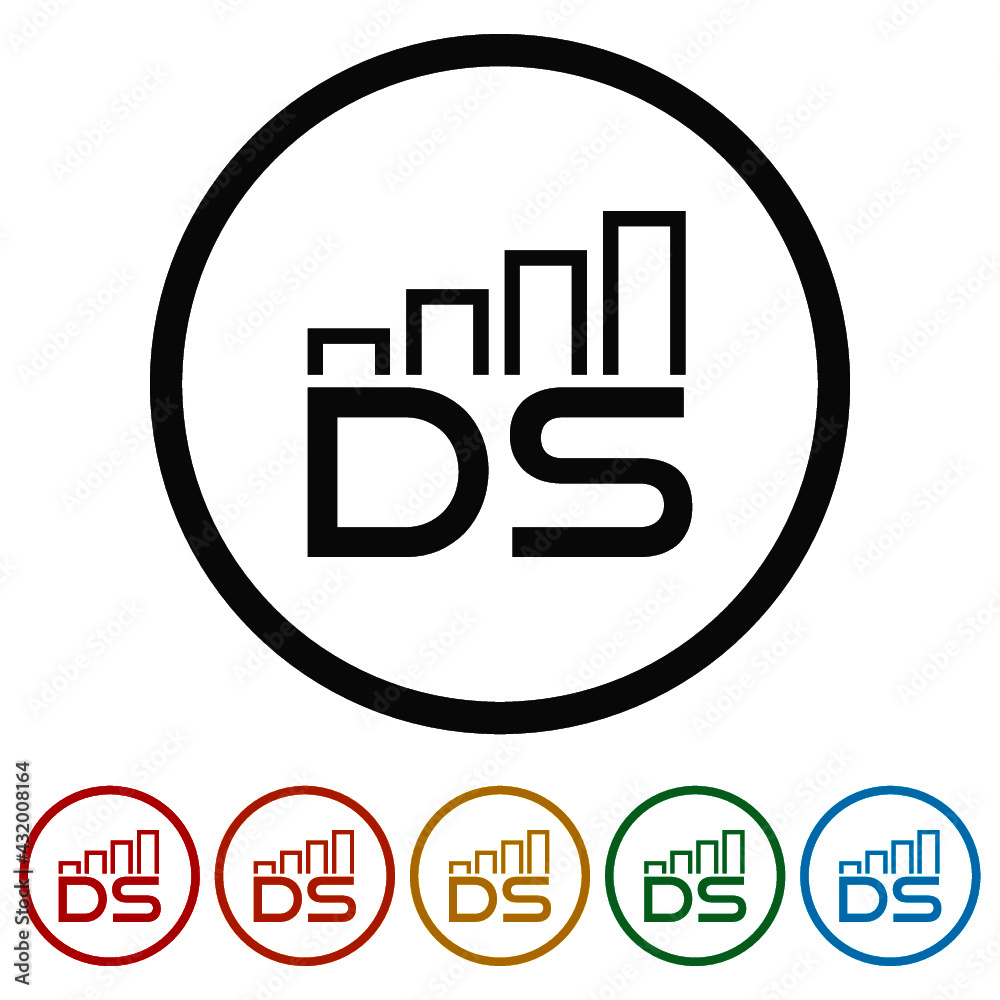DS d s letter design logo color set DS d s letter design logo color set