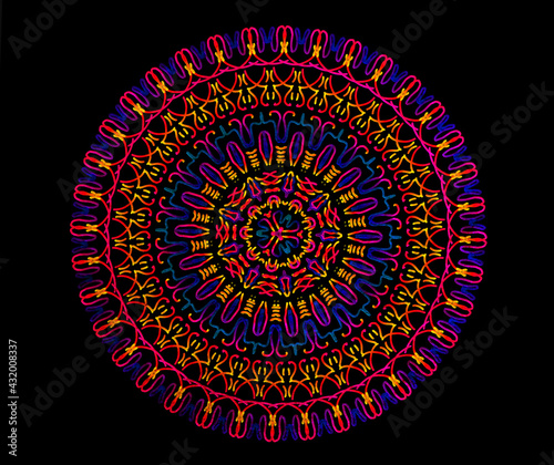 Flower Mandala. Alpona. Vintage decorative elements. Oriental pattern, illustration. Islam, Arabic, Indian, moroccan,spain, turkish, pakistan, chinese, mystic, ottoman motifs. photo