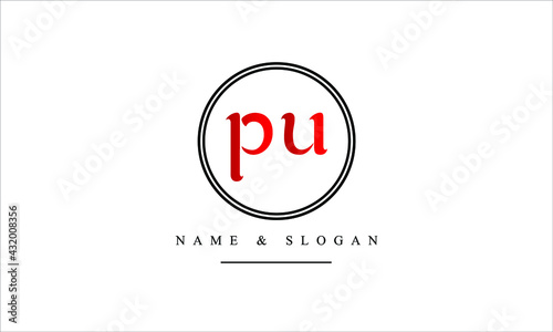 PU, UP, P, U abstract letters logo monogram