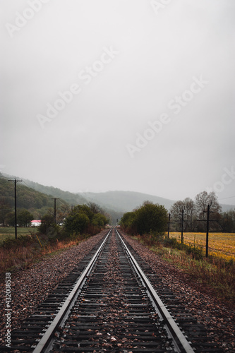 Abandoned Railroad Tracks in Low Clouds and Fog - Norfolk Southern Railway - Scioto County, Ohio