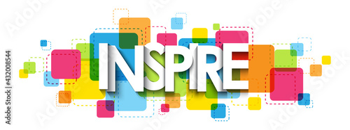 INSPIRE colorful vector typography banner isolated on white background