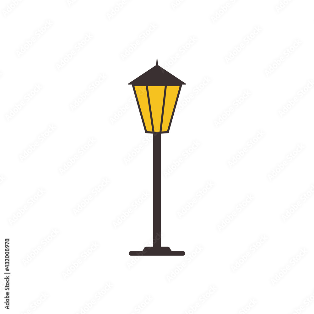 Street Light Color vector icon on white background. Vector illustration