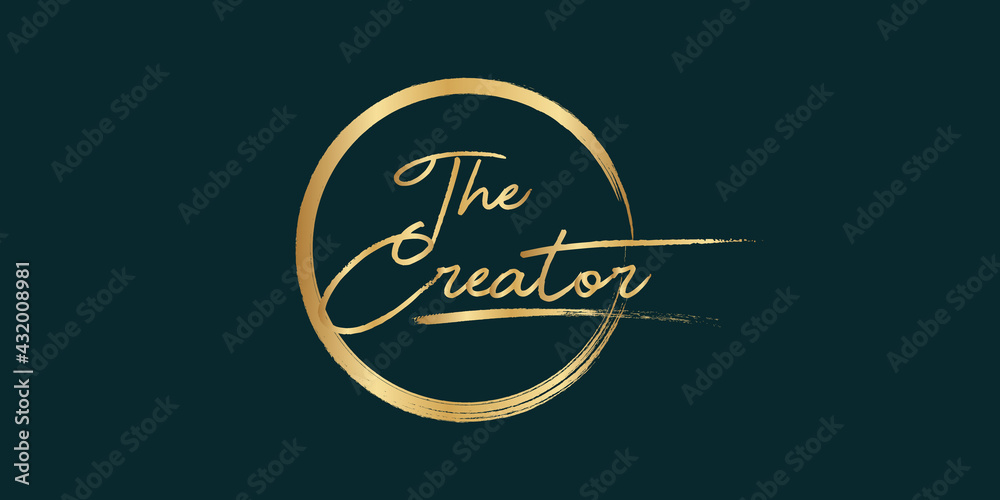 Golden Calligraphy 99 name of Allah. phrase The creator isolated circle brush. Golden Calligraphy 99 name of Allah. phrase The creator isolated circle brush.