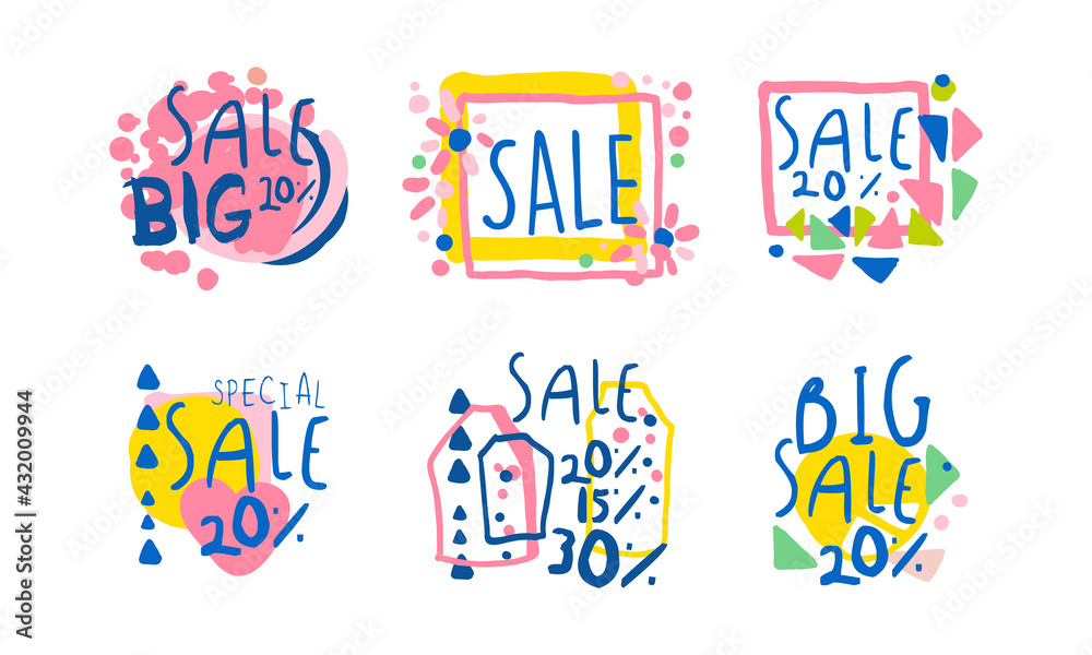Sale Sticker Design for Shopping and Product Promotion Vector Set Sale Sticker Design for Shopping and Product Promotion Vector Set