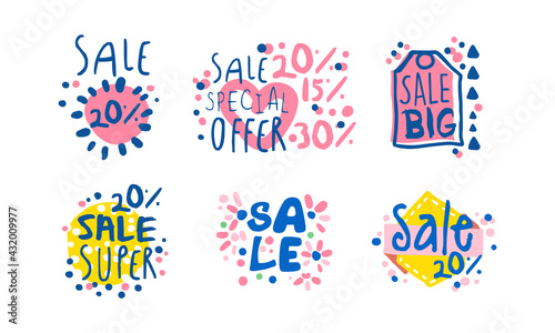 Sale Sticker Design for Shopping and Product Promotion Vector Set
