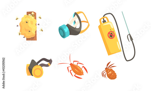 Special Equipment for Pest Control Service and Extermination of Insects Vector Set
