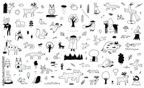 forest animals doodles 