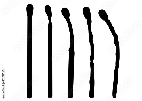 Burnt matches in the set. Vector image.