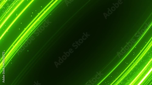 Green Glowing Particles Background with curvy Lines 