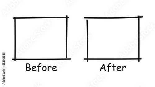 Before and after. Comparison banner with blank space. The path of progress.  Vector illustration
