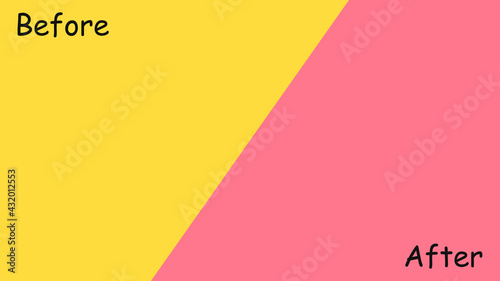 Before and after. Comparison banner with blank space. The path of progress.  Vector illustration
