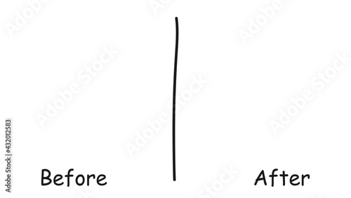 Before and after. Comparison banner with blank space. The path of progress.  Vector illustration
