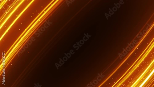 Orange Glowing Particles Background with curvy Lines 