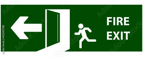 Emergency exit door.
Fire exit emergency door guides safe exit. Security concept. Vector design eps 10.