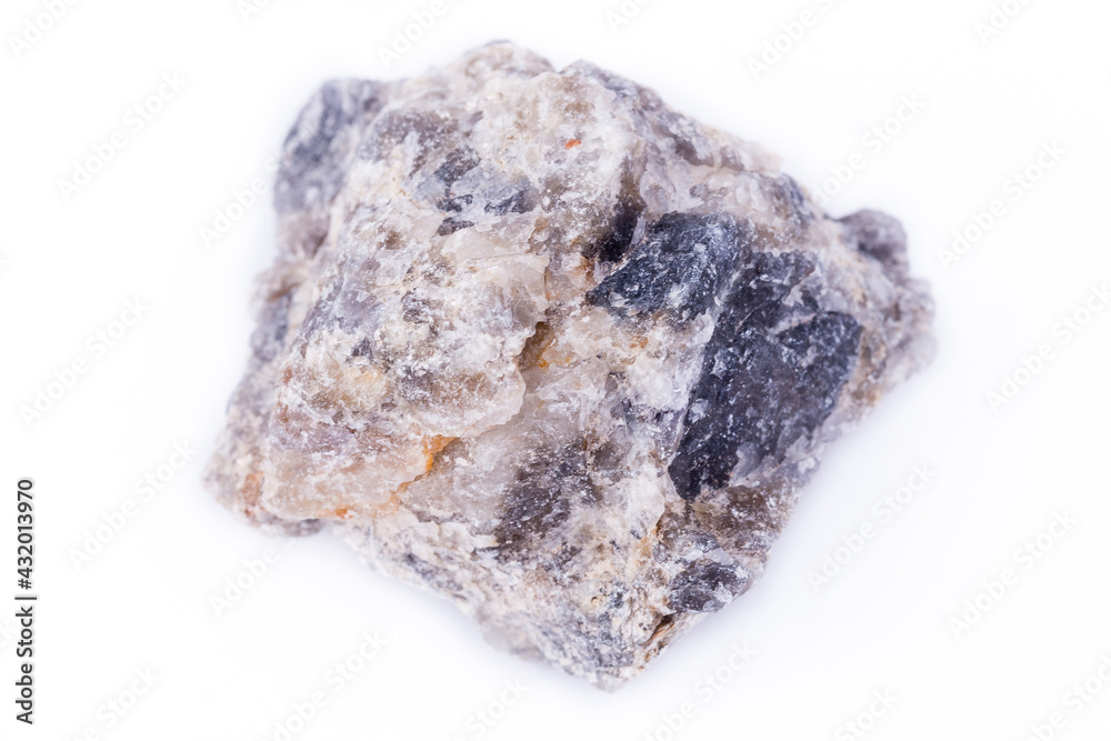 macro cordierite stone on a white background macro cordierite stone on a white background