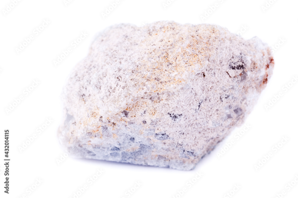 macro mineral celestite stone on a white background