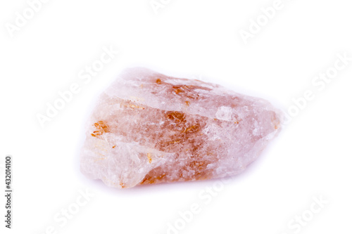 stone macro minerals rutile in quartz on a white background