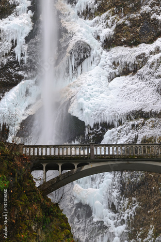 Ice-covered Multnomah Falls, Columbia River Gorge, Oregon. photo