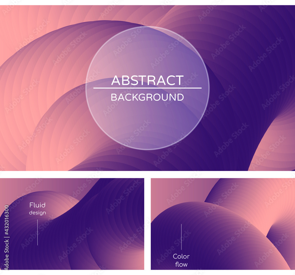 Abstract geometric light and dark beige vector background with 3d twisted liquid shape. Set of colorful design templates with fluid shapes.