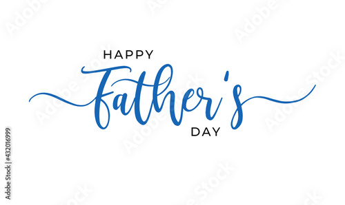 Happy Father's Day Calligraphy Cursive Script Blue Logo Text Graphic Card Design Cut Out and Isolated Over White Background