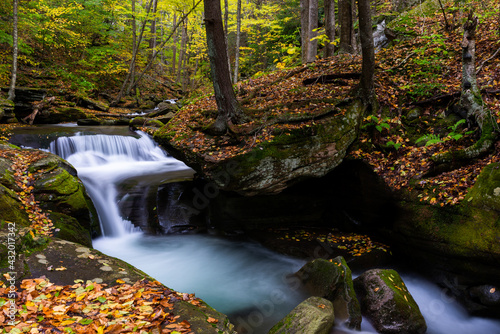 Bear Hole Brook Cascades - Long Exposure of Waterfall in Autumn - Catskill Mountains, New York