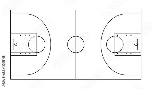 Basketball field drawing. vector illustration © marijaobradovic