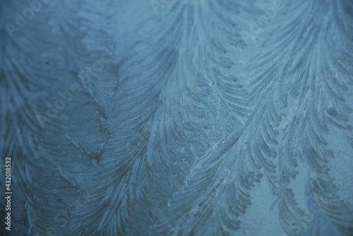 Frost patterns adorn the house window, Portland, Maine