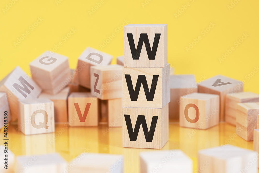 word www from wooden blocks with letters, concept word www from wooden blocks with letters, concept
