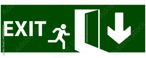 Emergency Exit door is indicated by an arrow.
Exit emergency door.
emergency safety concept.
Vector EPS 10