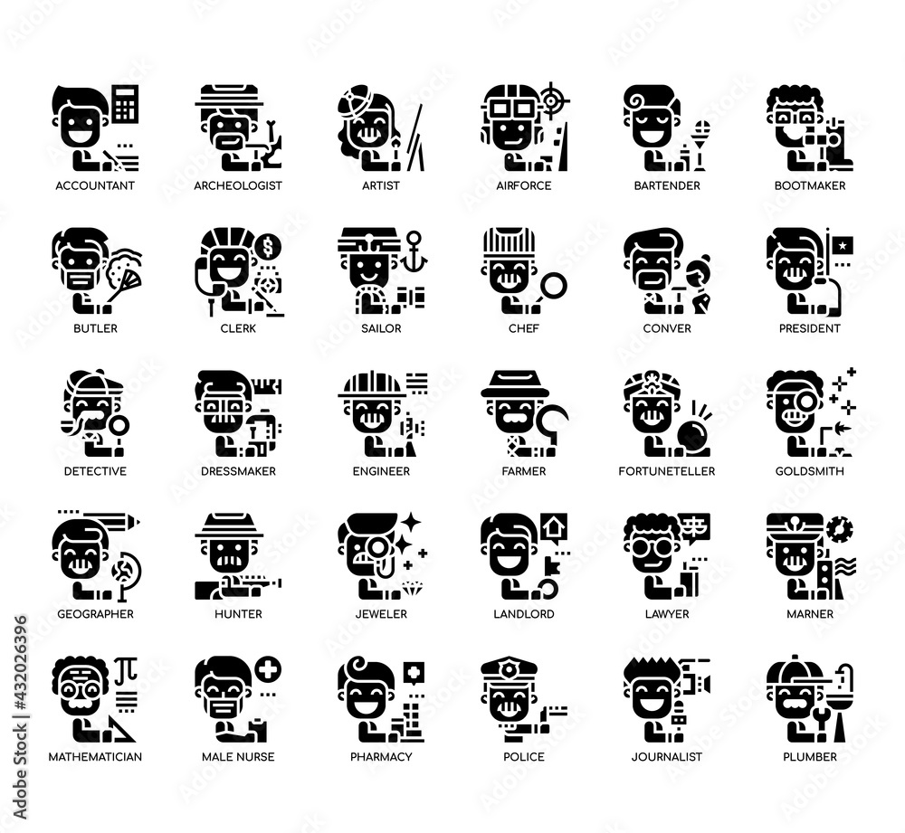 Set of Career-2 Man thin line and pixel perfect icons for any web and app project. Set of Career-2 Man thin line and pixel perfect icons for any web and app project.
