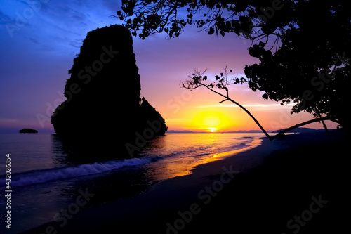 Sunset on Pranang Beach - Railay, Thailand photo