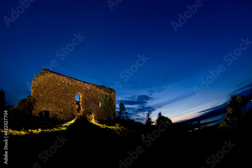 Castle ruins over Salen Bay, Isle of Mull photo