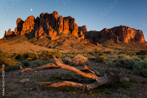 The moon rising above the western Superstition Mountains, Lost Dutchman State Park, Arizona