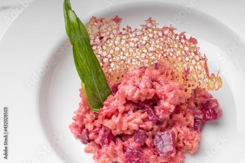 Beetroot risotto. Italian pink risotto