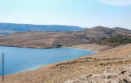 Amazing view of rucica beach near Metajna on Pag Island, Croatia. photo