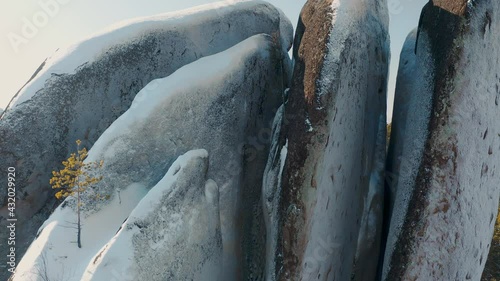 The national park Krasnoyarskie Stolby The Second Pillar The Feather Pillar The Krasnoyarsk Pillars Mountains Cliffs Sunset Sunrise Russia Siberia Krasnoyarskiy Kray Krasnoyarsk photo