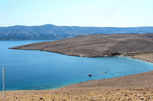 Amazing view of rucica beach near Metajna on Pag Island, Croatia. photo